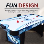 Hathaway Enforcer 5.5 Ft Air Hockey Table for Family Game Room - With LED Scoring, High-Output Blower, Manual Backup, Strikers & Pucks - Blue and White Finish