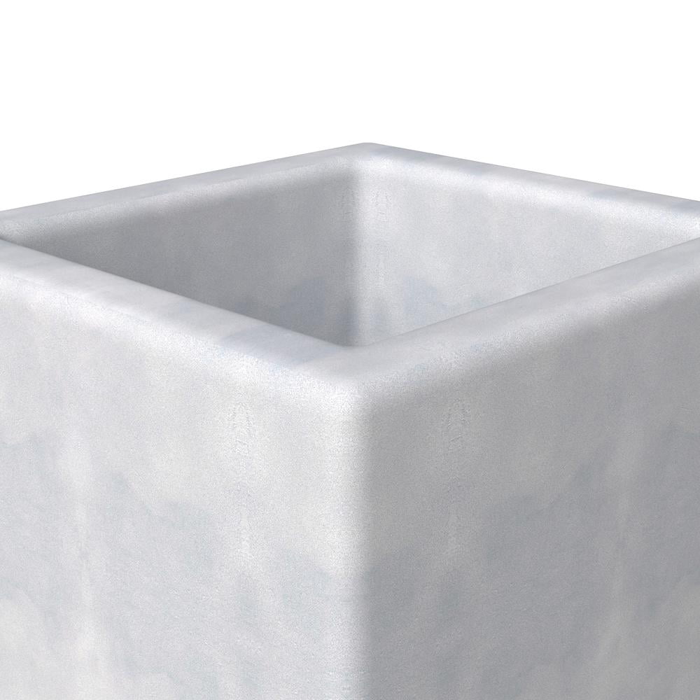 LeisureMod Terra Fiberstone and MGO Clay Planter, Mid-Century Modern Tall Square Planter Pot for Indoor and Outdoor (Aged Concrete, 20 Inch)