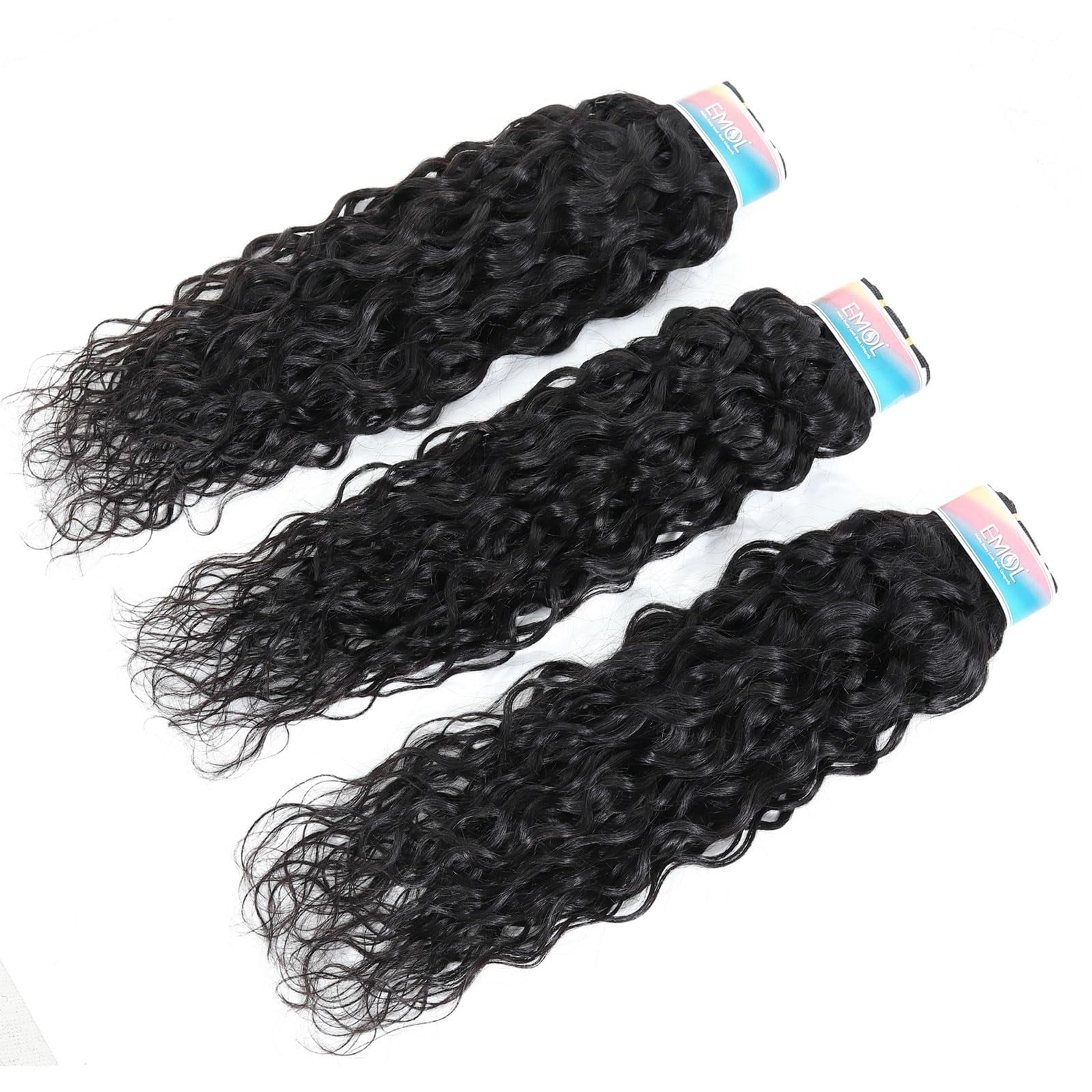3Bundles Water Wave Human Hair Bundles Curly Bundles Human Hair for Black Women, Wet and Wavy 300g Human Hair Extensions