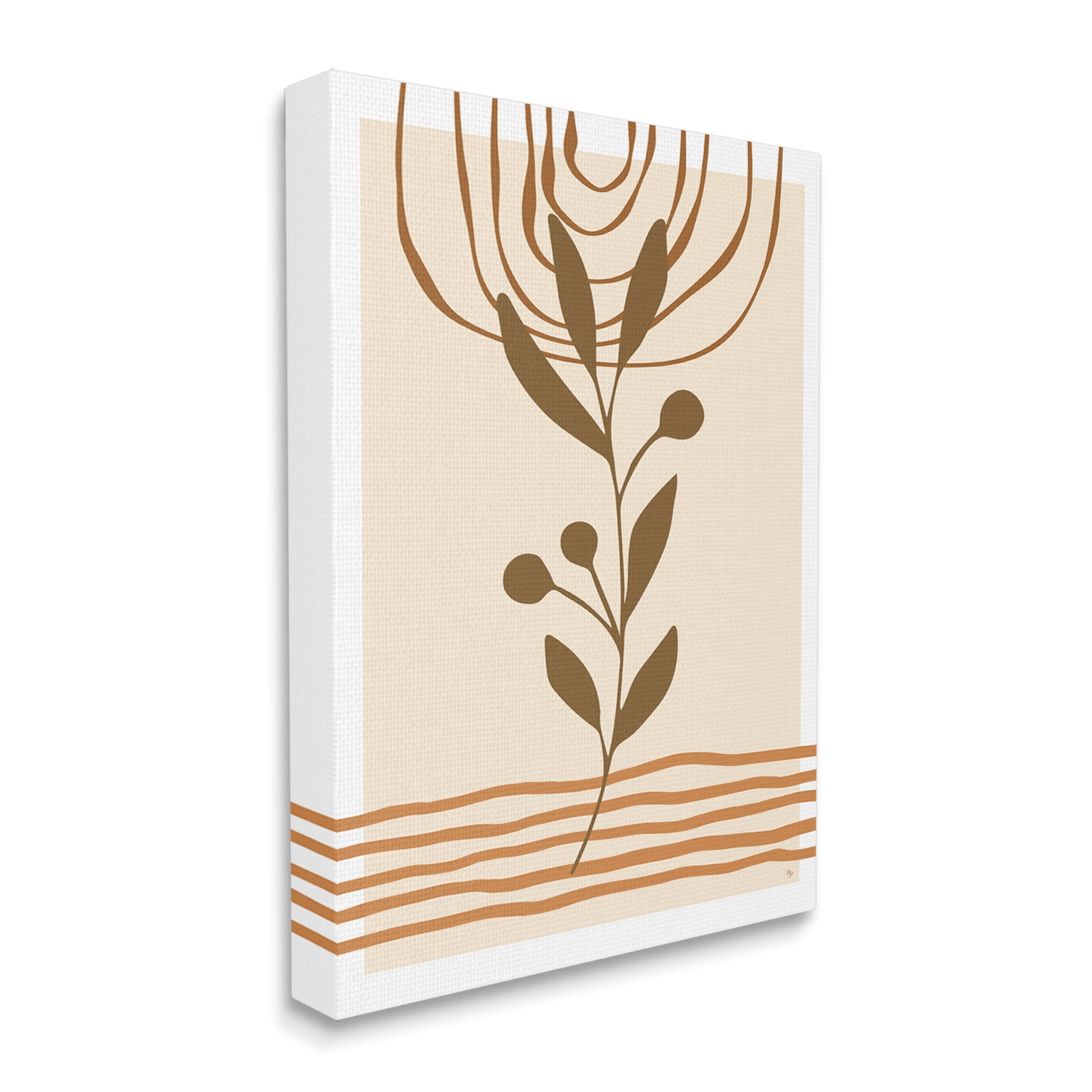Stupell Industries Boho Leaf Sprig Botanical & Floral Painting Gallery Wrapped Canvas Art Print Wall Art, 16 x 20