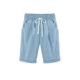 thumbnail image 3 of Babcutegg Girls Cotton Linen Casual Shorts with Pockets Summer Clothes for Kids Blue Size 8-9, 3 of 8
