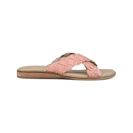 

JOURNEE COLLECTION Womens Pink Braided Cushioned Bryson Open Toe Wedge Slip On Leather Sandals Shoes 6