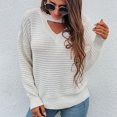 thumbnail image 5 of Lilgiuy Women Casual Soild Long Sleeve Knit Pullover Crewneck Sweater Coat,White,4(S) Winter Fashion 2022, 5 of 5