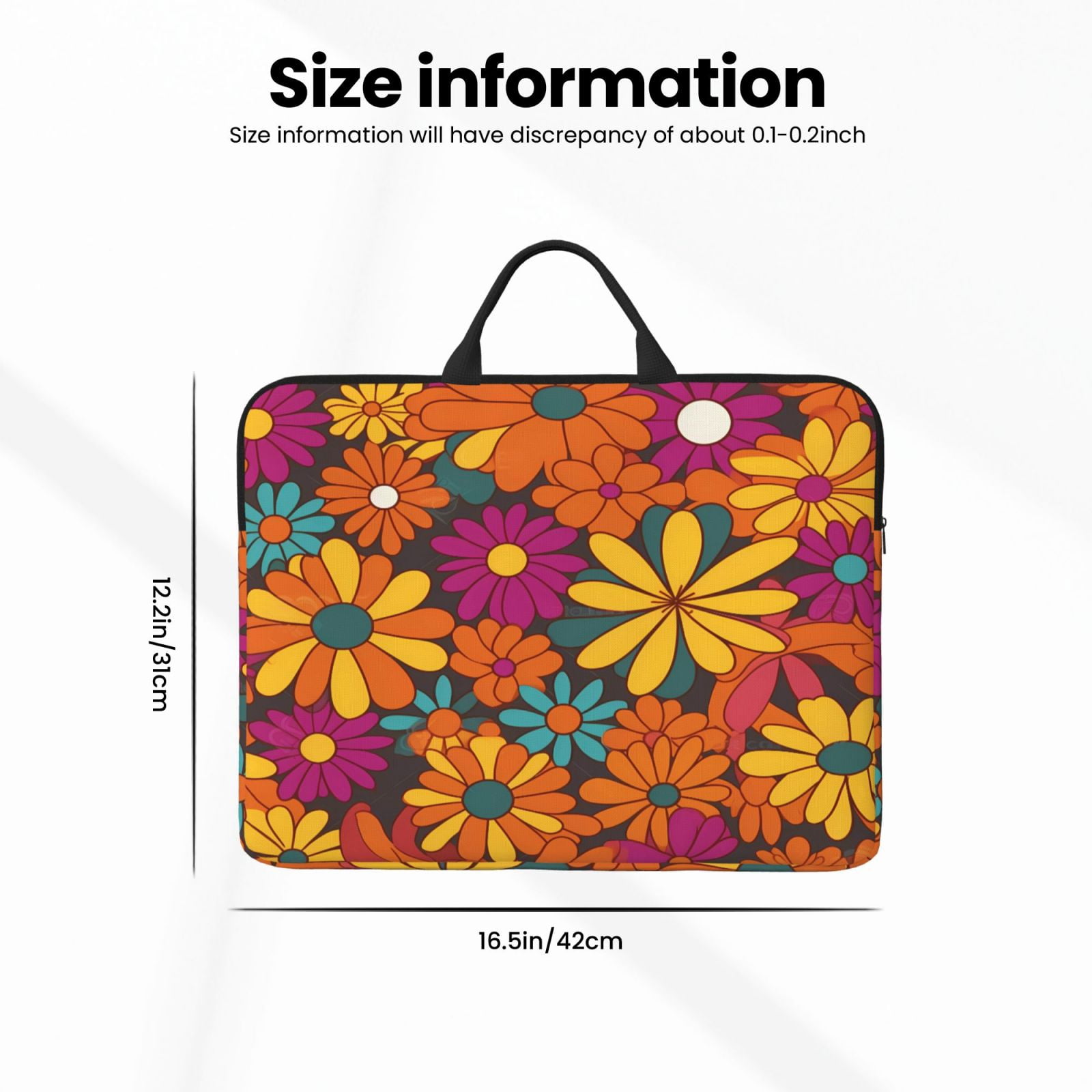 Laptop Sleeve Bag For Women Men 14inch Waterproof Durable Protective Computer Carrying Cover Handle Laptop Case Bag Colorful Floral Pattern Groovy Flowers (2) (1)