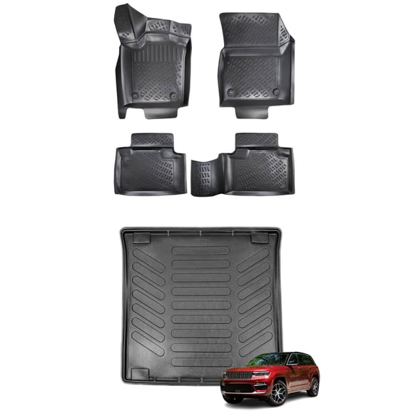 Car Floor Mats   Cargo Liner (Full SET) Compatible for Jeep Grand Cheeroke 2011-2022 (WK2) Waterproof | All Weather