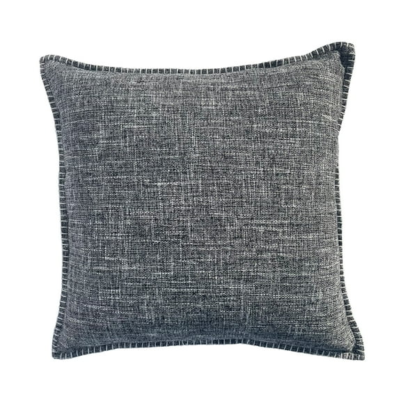 Videri Home 20"x20" Gray Polyester Weathered Whipstitch Decorative Throw Pillow Covers, Durable Vintage for Sofa Decor(2 Pack)