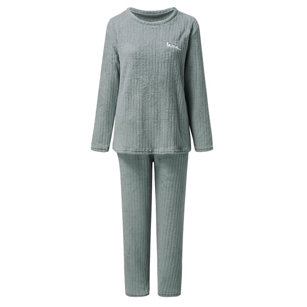 Conjunto de pijama cálido y suave para mujer, cómodo, de felpa, oversize, con pantalones, ropa de estar por casa, 2 piezas, otoño-invierno