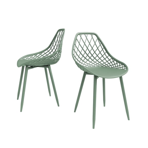 Jamesdar Kurv Commercial Dining Chair Set of 2, Indoor Outdoor Restaurant & Café Seating, Polypropylene Seat with Steel Legs, 300 lb Capacity, Aloe Green