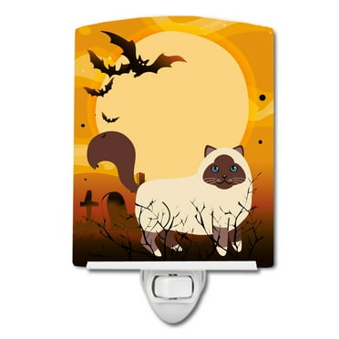 Caroline's Treasures BB4441CNL Halloween Birman Cat Ceramic Night Light, 6x4x3", multicolor