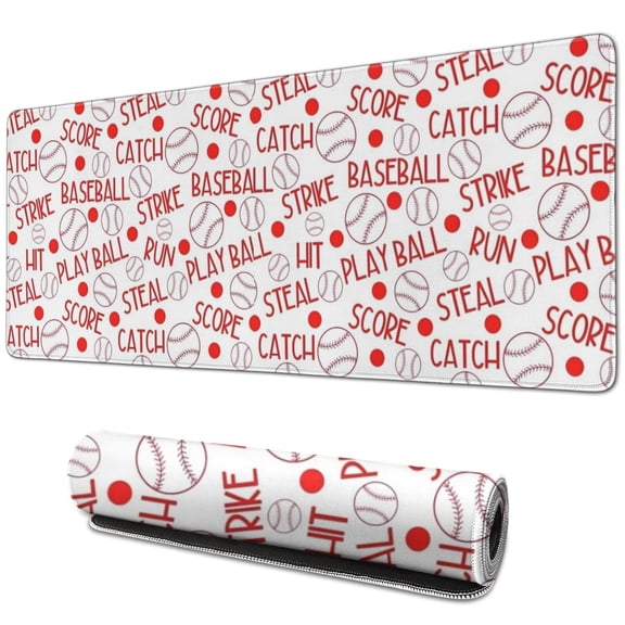 Long Mouse Pads for Desk,Baseball Word Pattern Desk Mats on Top Of Desks, Desk Mouse Pad Extra Large with 3mm Non-Slip Base and Stitched Edge for Gaming,Office,Work,Home 31.5"x11.8"