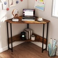 thumbnail image 2 of Costway Triangle Computer Desk Corner Desk Home Office w/Power Outlets USB Ports Rustic, 2 of 10