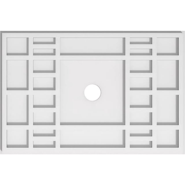Ekena Millwork CMP22X14BX-02000 2 in. ID x 7.5 in. Rectangle Beaux Architectural Grade PVC Contemporary Ceiling Medallion