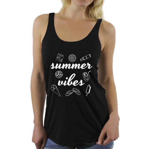 Awkward Styles Summer Vibes Racerback Tank Top for Women Vacation Shirts Summer Beach Tank Top Summer Vacation Racerback Top Cute Gifts for Summer Beach Party Outfit Vacay Mode Shirt