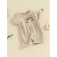 thumbnail image 3 of Suealasg Baby Boys Girls Clothes Short Sleeve Crew Neck Rainbow Print Jumpsuit 3M 6M 9M 12M Infant Boys Girls Summer Romper, 3 of 9