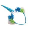 thumbnail image 2 of Decorativo de cuerno de tul flor diadema te banda para el cabello vestido elegante Halloween Navidad adultos accesorios Azul Macarena Unicorn Horn Headband, 2 of 7