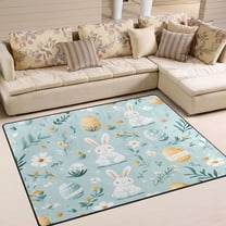Yayeee Area Rugs for Living Room 6.7'x4.8' Non Slip Washable Bedroom Floor Carpet, Floral Easter
