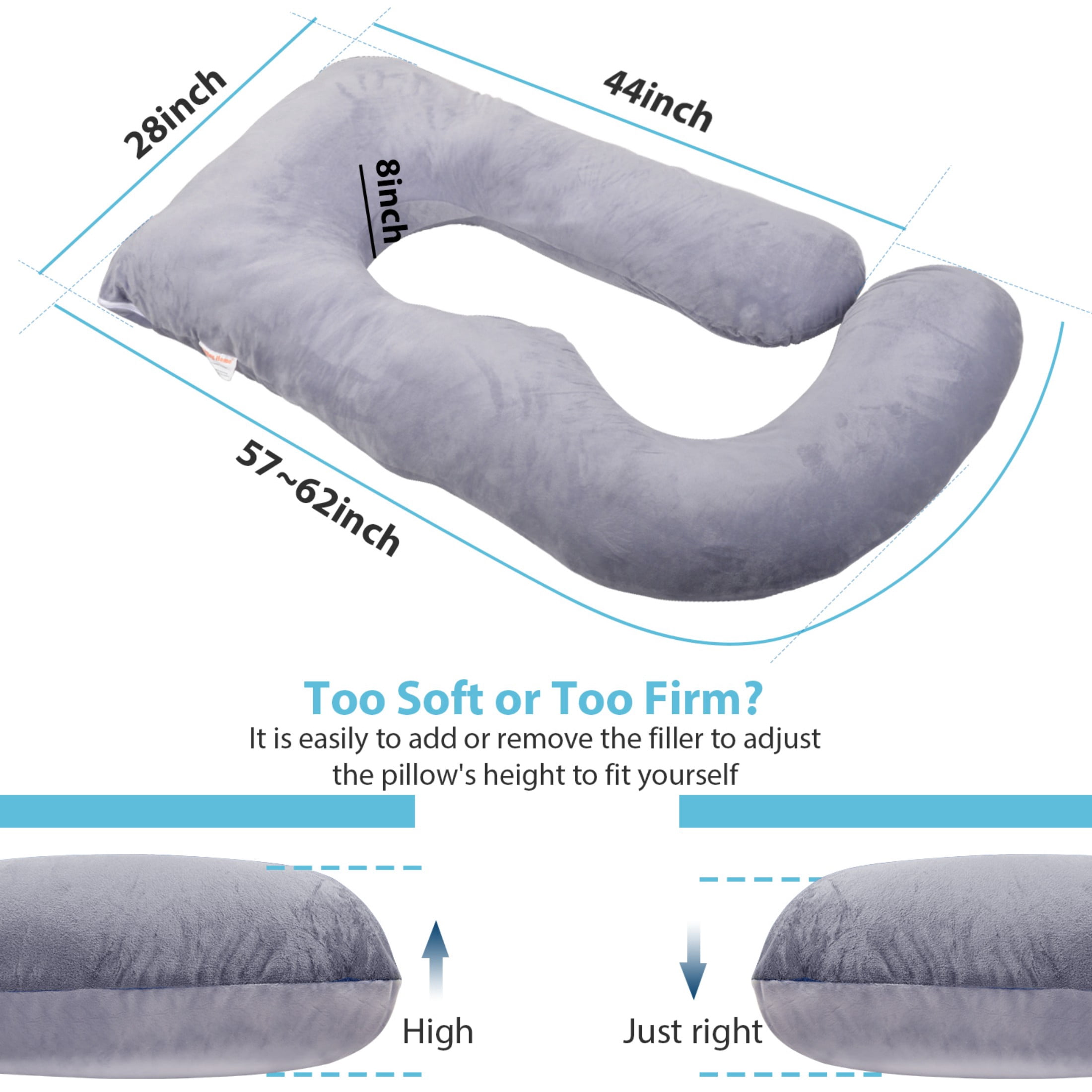 BATTOP Pregnancy Pillow, Full Body Support for Pregnancy, 57 in, Support for Back,Hips,Legs,Belly, Maternity Pillow with Removable Washable Cover