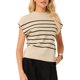 thumbnail image 4 of SUÉTER SIN MANGAS CHIC PARA MUJER CON CUELLO ALTO Y ESTAMPADO A RAYAS, TIPO PULLOVER DE PUNTO RIBETEADO, TAMAÑO 2XL, BEIGE, 4 of 5