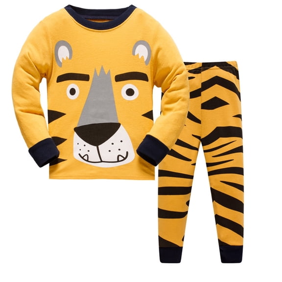 Toddler Boys Outfits Pajamas Animals Pj'S Long Sleeve Sleepwear Set Clothing Sets,2-Piece,Size 5 Years-6 Years