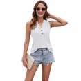 thumbnail image 3 of Womens Tank Tops 2025 Loose Button Down V Neck Flowy Summer Tops Basic Beach Vacation Outfits White XL, 3 of 6