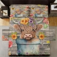 3 Pieces Twin Size Bed Sheet Sets with Pillowcases, Cow Flower Soft