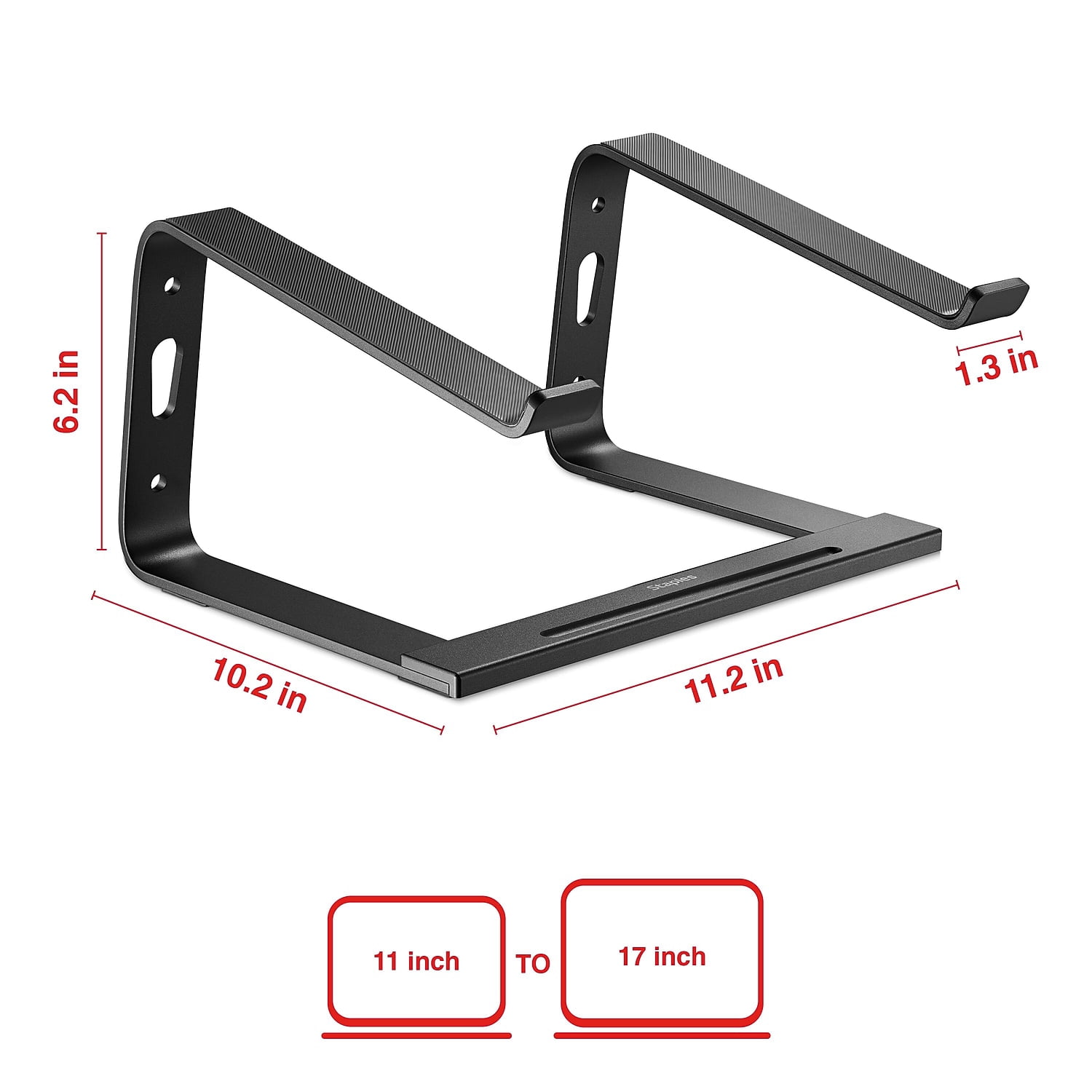 Staples TECH 11.2 x 10.2 Aluminum Laptop Stand Black (ST62654)