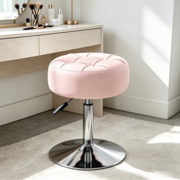 Dycanpo Adjustable Vanity Stool, 360°Swivel Vanity Chair Stool for Makeup Room,Pink