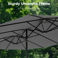 thumbnail image 3 of Alpha Joy 15ft Outdoor Patio Umbrella Extra-Large Double-Sided Garden Umbrella with Crank Handle and Base - Smoky Gray, 3 of 7