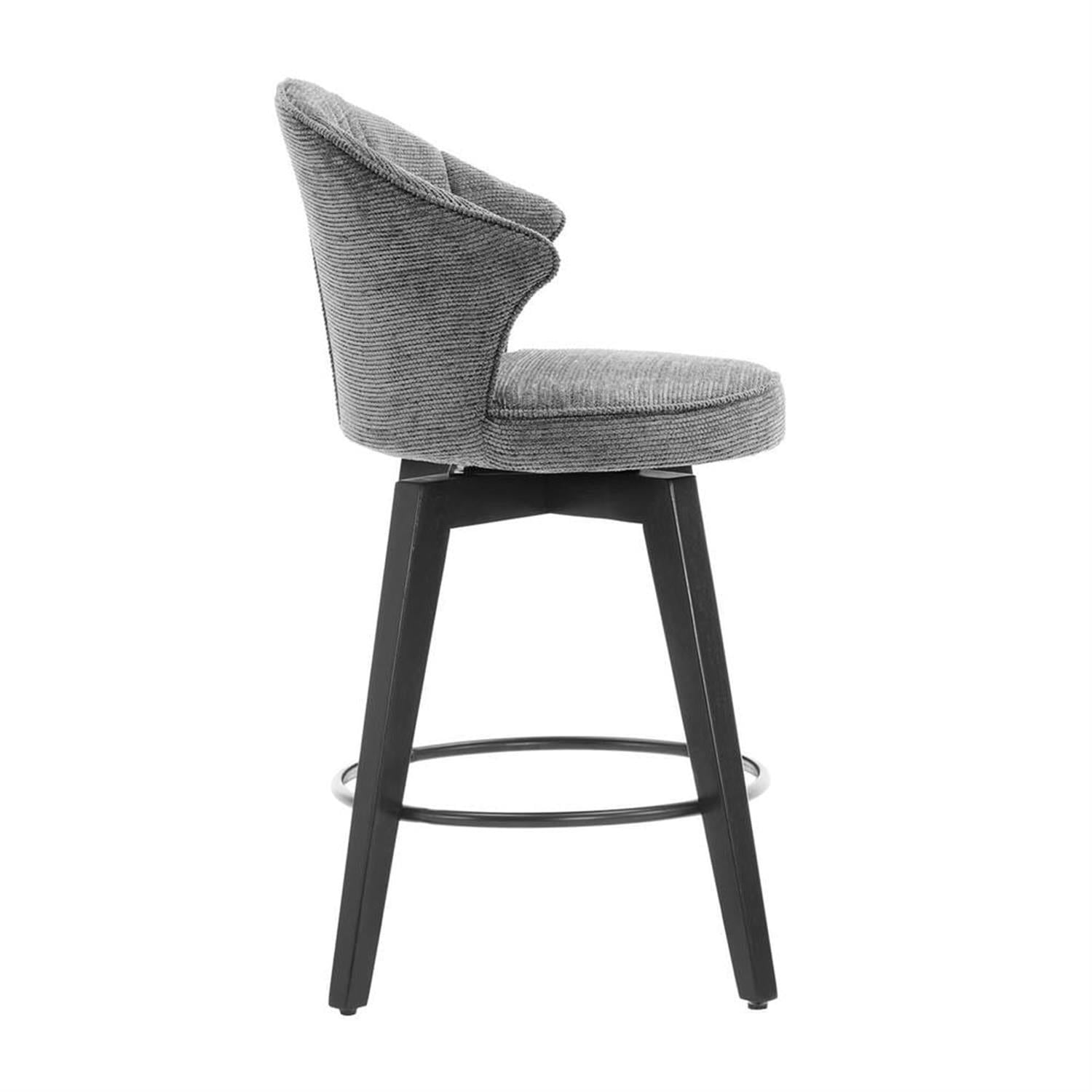 Demi Bonn 36" Counter Height Bar Stools Set of 2, Swivel Barstools with Back, Chenille Upholstered, Kitchen Island Countertop Chairs for Dining Room, Gray