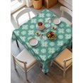 thumbnail image 6 of Teal Green Floral Table Cloth, Waterproof Tablecloth for Square Tables, Spring Flowers Modern Abstract Art Farmhouse Reusable Washable Fabric Table Cover for Restaurant Kitchen Dining Tables 54"x54", 6 of 9