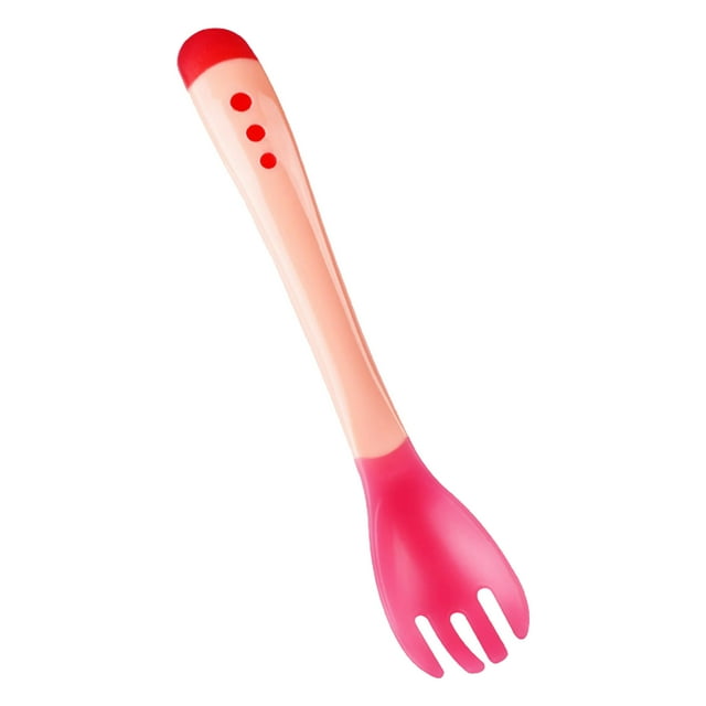 2pcs Baby Temperature Sensing Tableware Set Utensil Toddler Dinnerware Cutlery Cartoon Food Feeding Spoon Fork round 5 Piece Dining Table Set Table Place Mats round Table Mats Washable And Place Mat