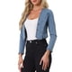 thumbnail image 4 of Chaqueta de mezclilla recortada INSPIRE CHIC para mujer, bolero casual sin cuello y de frente abierto, tamaño S, color azul, 4 of 7