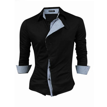 Wool Single Breasted 3 Button - Unique Bargains Men's Point Collar Button-Tab Single Breasted Panel Casual Shirt