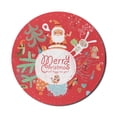 thumbnail image 1 of Christmas Mouse Pad for Computers, Colorful Merry Xmas Happy New Year Composition with Animals and Santa, Round Non-Slip Thick Rubber Modern Mousepad, 8" Round, Dark Coral Multicolor, by Ambesonne, 1 of 2