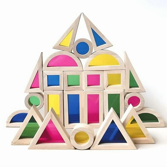 BEACENOV Rainbow Blocks for Toddler,Wooden Sensory Building Toys,Colorful Building Stacking Blocks for Kids, Montessori Educational Toys for Toddler Boys Girls Age 3-7