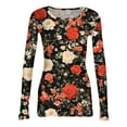 thumbnail image 5 of Long Sleeve Knit Tops for Women Floral Ribbed Tunic Shirts Casual Slim Fit Fall Pullover Tops, 5 of 5
