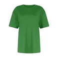 thumbnail image 6 of CIENVNSTG Womens Summer Tops Short Sleeve Crew Neck Shirts Solid Color Cute Trendy Basic Tunic Blouses Green XXXL, 6 of 7