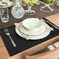 thumbnail image 7 of decorUhome Placemats Set of 6 - Cotton Linen Blend Washable Heat Resistant Dining Table Mats, Black, 13" x 19", 7 of 7