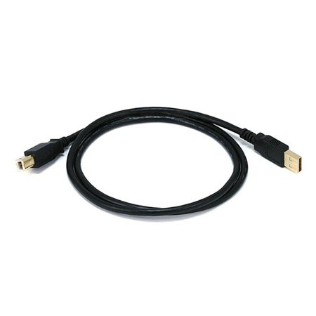 UPC: 0844660054375 | Monoprice USB 2.0 Cable – 3 Feet – Black | USB Type-A Male to USB Type-B Male  28/24AWG with Ferrite Core  Gold Plated