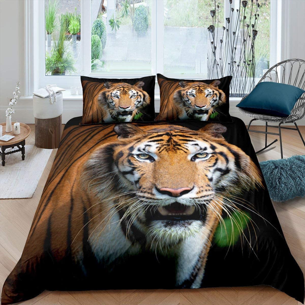 Tiger Comforter Cover 3D Tiger Print Duvet Cover Big Cat Bedding Set