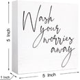 thumbnail image 2 of Zomyto 5"x5" Funny Bathroom Wood Sign Wash Your Worries Away Wood Block Sign, 2 of 6
