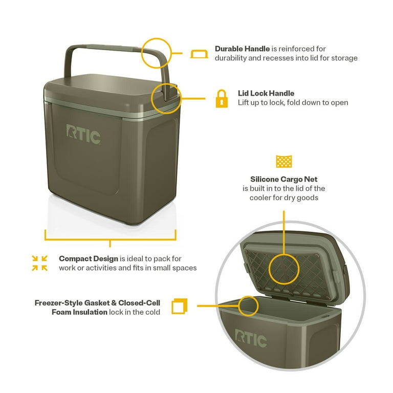 RTIC 8 QT, 12 Can Ice Chest Cooler Hard-Sided, Olive, Road Trip