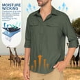 thumbnail image 4 of POENTAB Mens Safari Work Shirts Long Sleeve Hiking Fishing Tops UPF 50+ Quick Dry Camping Travel Button Down Shirt with Pockets, 4 of 10