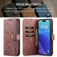 thumbnail image 2 of ELEHOLD Case For iPhone 16 , 2-in-1 Vintage Leather Wallet Case Magnetic Detachable Flip Folio Stand Slim Cover with Card Slots For iPhone 16,Red, 2 of 7