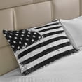 thumbnail image 2 of United States Knitted Quilt Pillowcover, Grunge Aged Black and White American Flag Independence Fourth of July Design, Standard King Size Pillow Cover for Bedroom, 36" x 20", Black White, by Ambesonne, 2 of 2