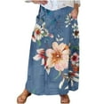 thumbnail image 2 of WXLWZYWL Women Flowy Maxi Skirt Floral Print Fall Casual Boho High Elatic Waist Loose Long Skirt with Pockets, 2 of 5