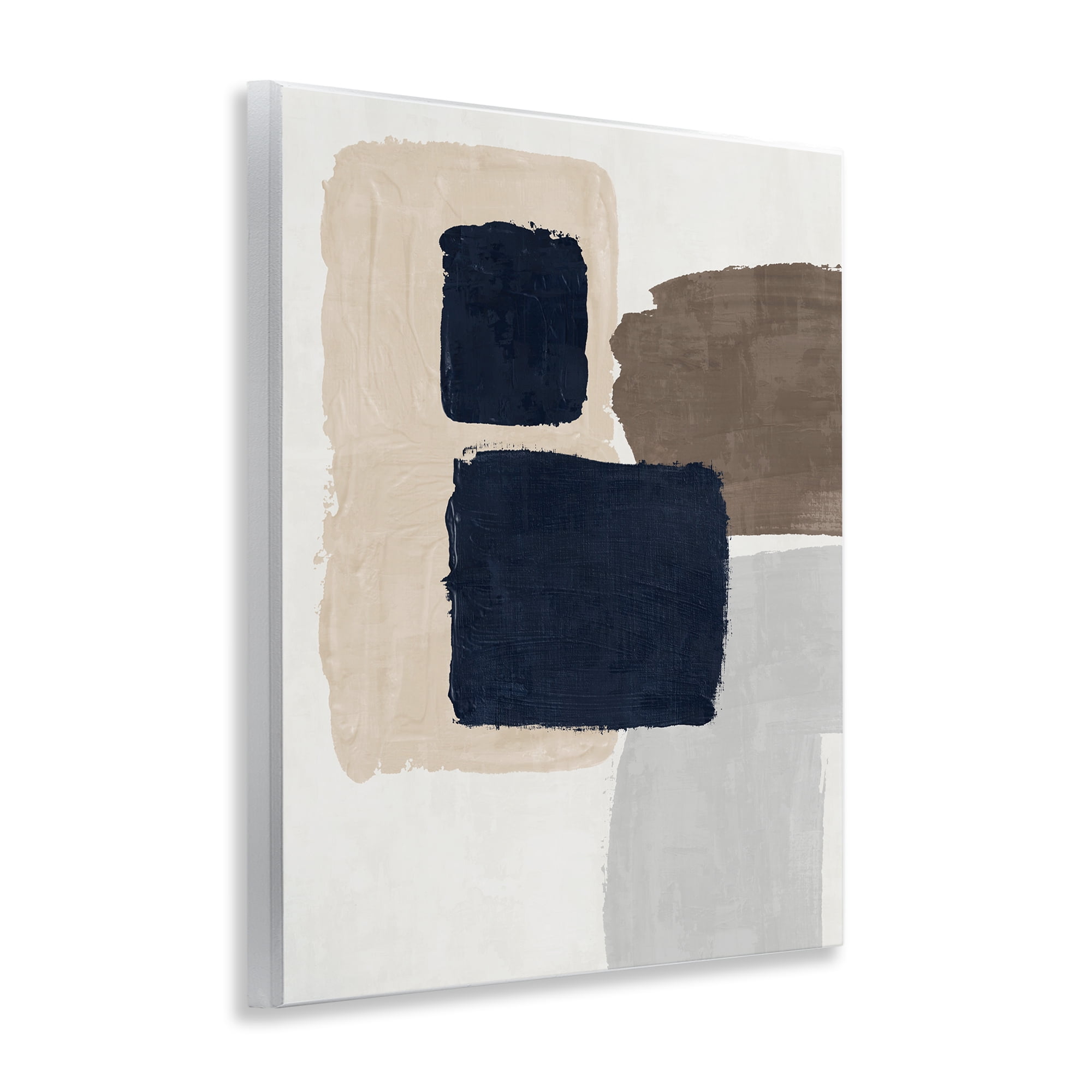 Stupell Industries Navy Blocked Shapes Abstract Painting Unframed Art Print Wall Art, 11 x 14