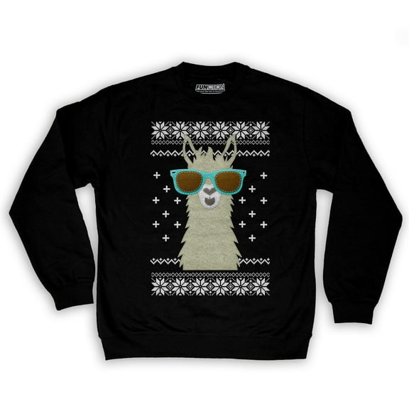 Function - Ugly Christmas Faux Felt Llama Men's Fashion Crew Neck Sweatshirt