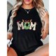 thumbnail image 1 of 1pc Festive Reindeer Antler Christmas Print Women'S Casual Round Neck Short Sleeve T-Shirt, Polyester Knit Fabric, Comfortable Holiday Summer Top, Global Seasonal Style, 1 of 6