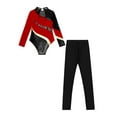 thumbnail image 3 of Doomiva Kids Girls Sparkle Long Sleeve Ballet Dance Gymnastics Leotard Bodysuit Unitard with Leggings Trousers Set Red&Black 16, 3 of 6